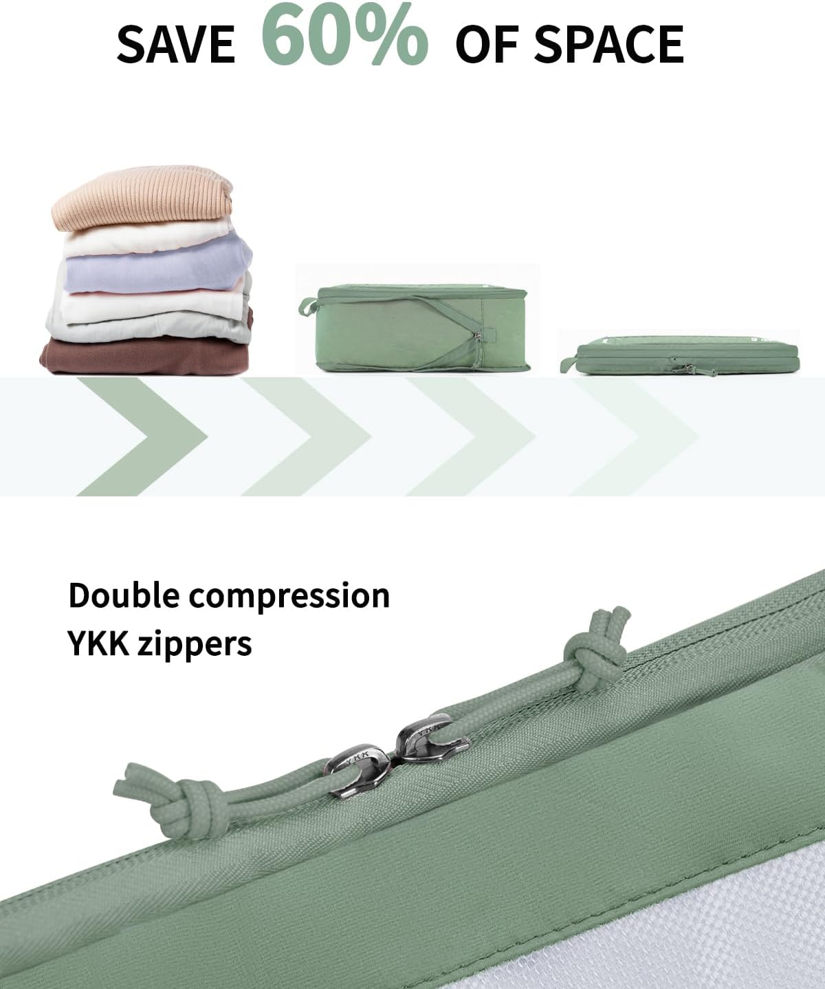 ECOHUB 5 Set Compression Packing Cubes for Suitcases Organiser Bags Set Travel Essentials with Shoe Bags for Travel Tear-resistant Travel Accessories with ID Tag Expandable Packing Bags(Green) - Image 4