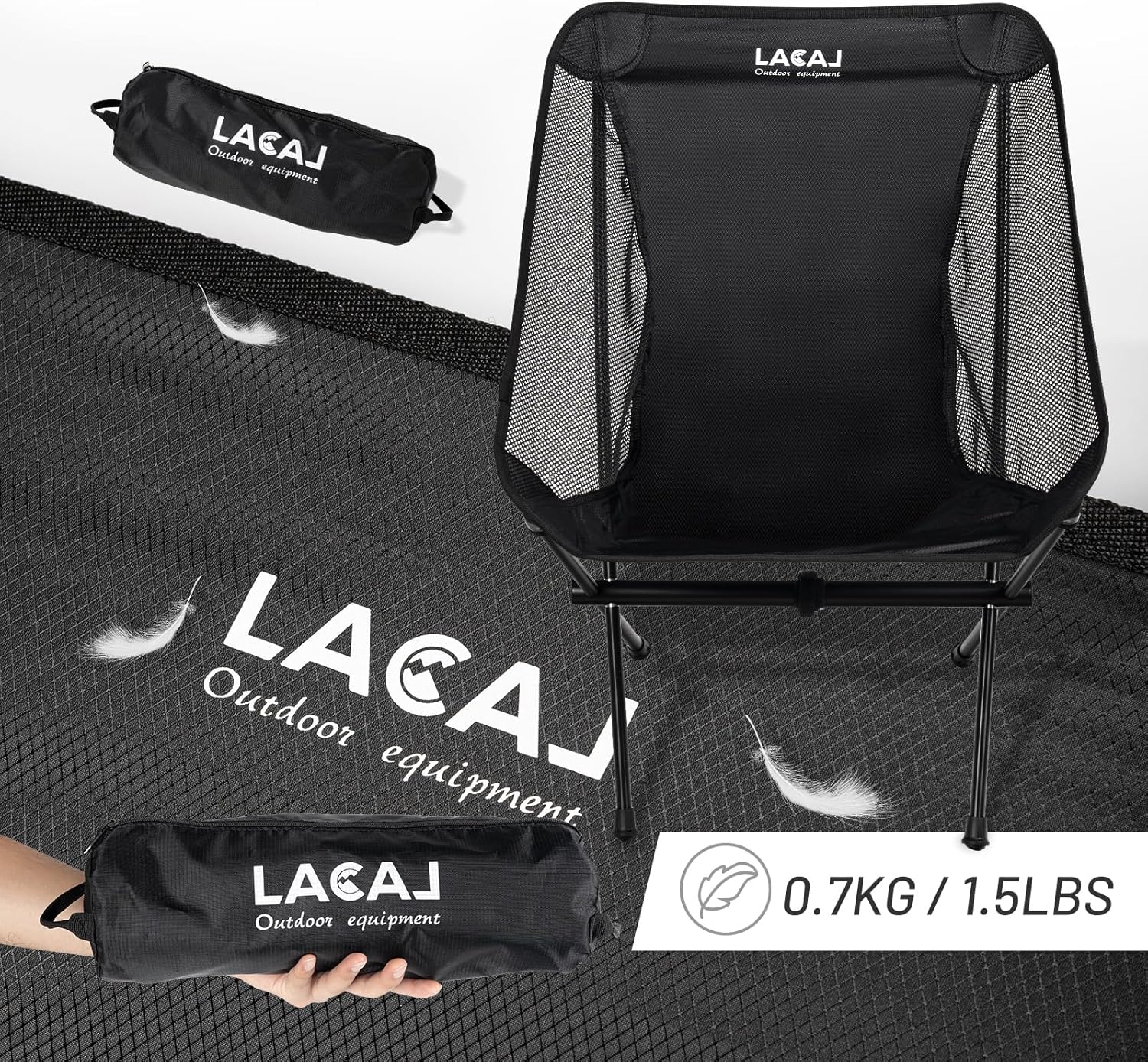 Ultra-Light Folding Camping Chair, All-Aluminum Frame, Surper Breathable Fabric, Easy to Carry, Compact Storage Size(2 Pack) - Image 3