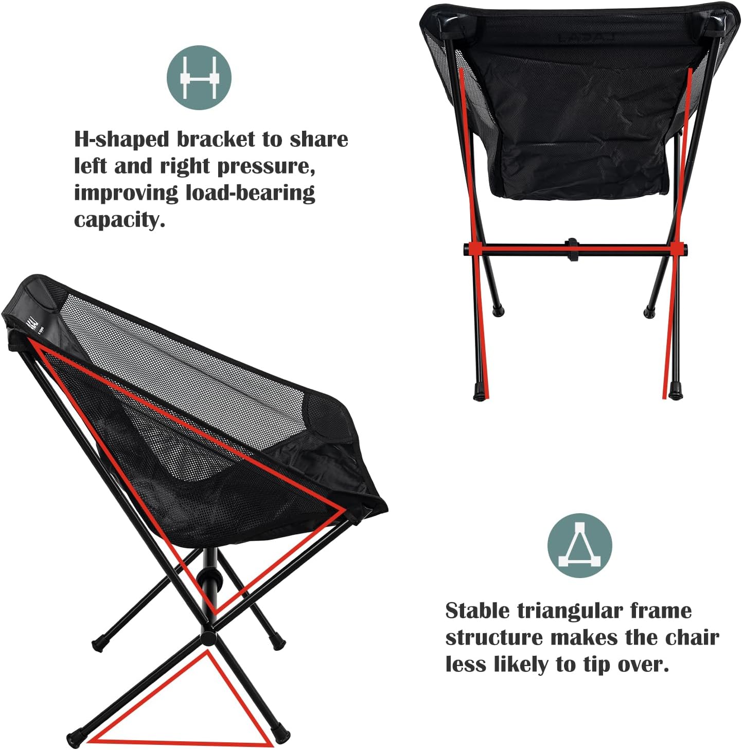 Ultra-Light Folding Camping Chair, All-Aluminum Frame, Surper Breathable Fabric, Easy to Carry, Compact Storage Size(2 Pack) - Image 6